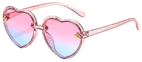 LOJUDI Heart Sunglasses Kids Girls - Boys Childrens Love Heart Shaped Sunglasses Trendy Cute for Age 3-10-Pink/Gradient Blue