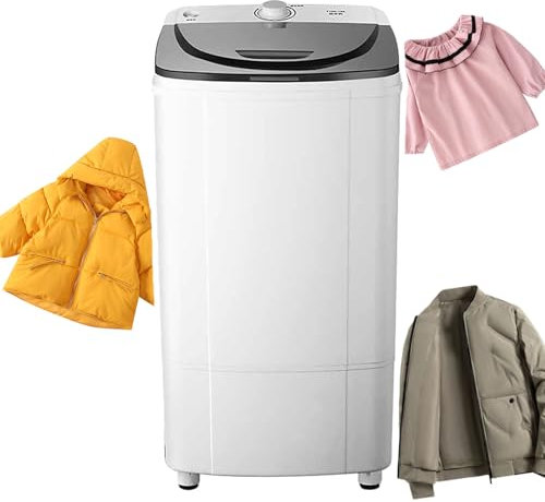 WhAeoy Schwerkraft-Abflusstrockner, Tragbarer Wäschetrockner Mit 2800 U/min, Blaues Licht + Qualitätsmotor + Edelstahl-Innenzylinder, Energie- Und Stromsparende Schleuder,A