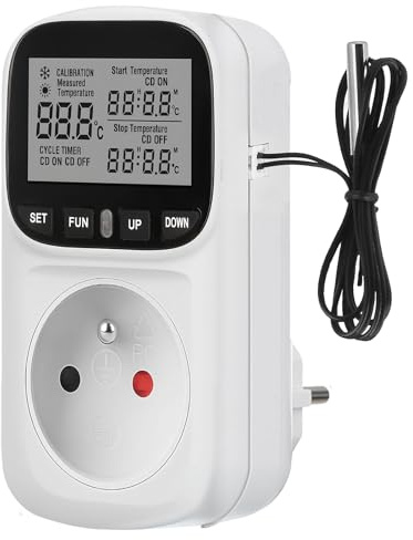 Digitalt termostatuttag, digital temperaturregulator uttag, uttag termostat, temperaturregulator uttag, termostat, uttag 230 V 16 A för luftfuktare avfuktare svamp terrarium