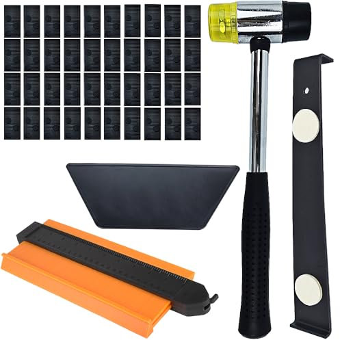 Laminate Wood Flooring Installation Kit laminate flooring tools with Tapping Block, Pull Bar, Mallet，Contour Gauge and 40 Spacers