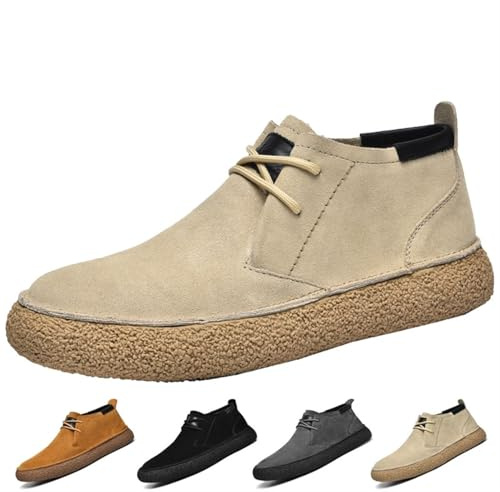Stivali Chukka da Uomo, Stivali in Pelle Scamosciata con Lacci, Stivaletti Casual Lavoro, Scarpe in(Beige,42 EU)