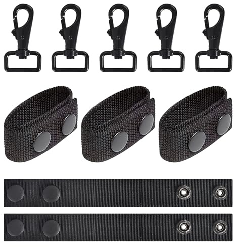 5 Pezzi Fibbia della Cintura Tattico e Le 5 Pezzi Cintura Portachiavi, Duty Belt Keeper Portacintura Tattico Moschettone, Design a Doppio Scatto Accessori Cinturone Polizia, per Escursionismo
