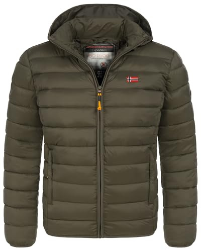 Geographical Norway Herren Winter Jacke warm gefüttert Parka Steppjacke Outdoor gesteppt, Farbe:KAKI, Größe:L