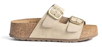 Yokono Sandalia Plataforma WIWI-003 Beige | Zapatos Mujer Primavera-Verano | Piel Vacuna Serraje | 3 CM