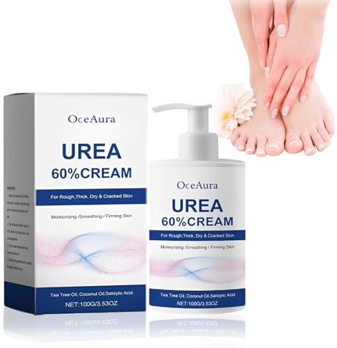 Crema Urea 60%, Urea Cream Piedi Mani, Crema Idratante per i Piedi, con Acido Salicilico, per pelle secca e screpolata, Riparazione profonda dell'idratazione (Bianco, 1)