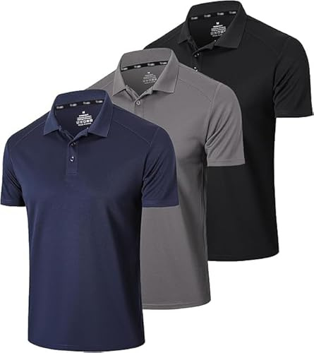 Gaiatiger Polos Hombre Manga Corta 3 Pack Camiseta Golf Polo Hombre-BGN-5XL