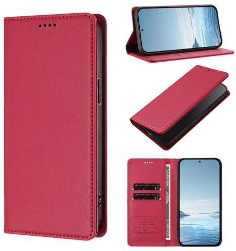 Kompatibel med Cricket Outlast 5G 2024,Kompatibel med Cricket Outlast 5G 2024 【RFID-blockering】【Kortficka Magnetisk stängning Flip-stativ】Telefonfodral Red