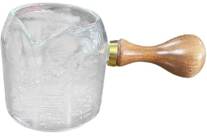 Ysyqkn Tazza Da Caffè Bicchiere per Misurazione Espresso in Vetro Spesso con Dettagliata Manico Comodo E Beccuccio V Adatto per Preparazione Caffè Bari, 150ml
