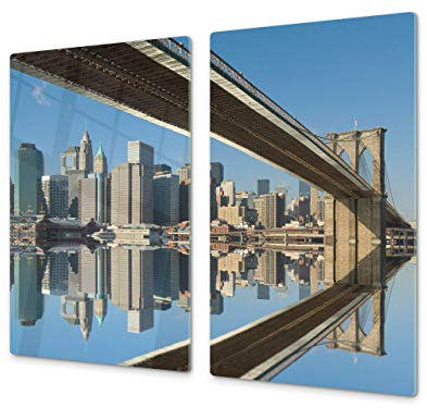 Concept Crystal Cutting Board and Cooktop Cover - Impact & Shatter Resistant Glass; Measures: Single: 60 x 52 cm”; Double: 2 x 30 x 52 cm; D11 Cities Series: Bridge 1