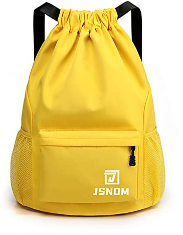 JSNOM Sacca Sportiva Palestra Mare: Zaino Casual Spiaggia Impermeabile per Viaggio Yoga Escursionismo Nuoto Allenamento Scuola con Coulisse per Uomo Donna (Giallo)