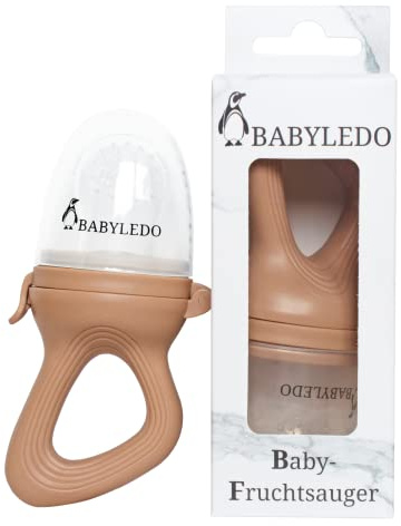 BABYLEDO Ciuccio per frutta e verdura, per bambini, con massaggiagengive (volpe marrone)