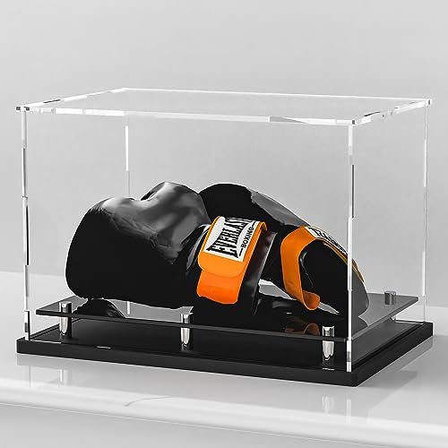 Transparente Boxhandschuh-Vitrine, selbstmontierende Acryl-Baseballhandschuh-Vitrine für volle Größe, Fußballhandschuh-Vitrine, Vitrine mit schwarzem Standfuß