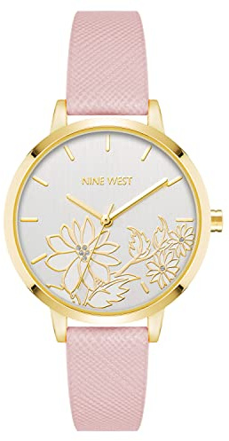 Nine West Women's Strap Watch Light Pink/Gold