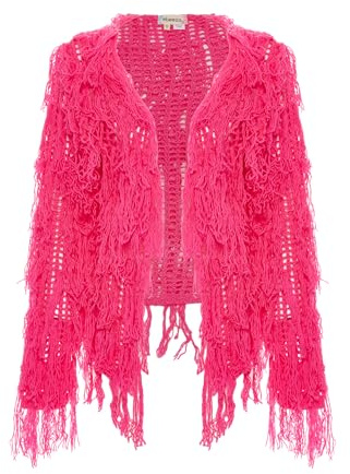 ebeeza Dam handgjord virkad urringning i 100% akryl stickad tröja rosa storlek M/L, ROSA, M