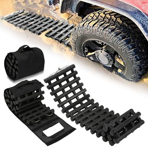 Jopassy Ayuda de tracción para arrancar, 2 unidades, 100 x 21 cm, con bolsa de almacenamiento, placas de tracción, para arena, nieve, para coches, camiones, todoterrenos