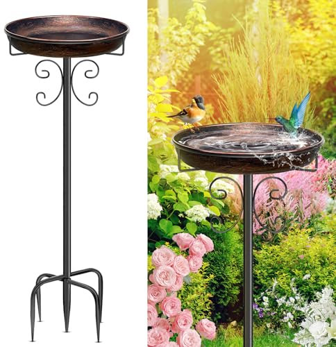 Saviluk Vogeltränke Stehend Mit 5-Pronged Base - 35 In Metall Vogelfutterspender für Vögel, Frostsicher Winterfest für Garten