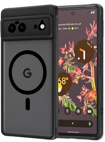AOMYKE für Google Pixel 6 Hülle Magnetisch, Kompatibel mit MagSafe, Transluzente Matte Anti-Fingerabdruck Kratzfeste PC Rückseite + TPU Bumper Stoßfeste Handyhülle, Schwarz