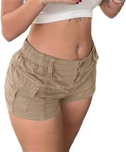 IWOLLENCE Pantalones cortos de trabajo para mujer, elásticos, con bolsillos cargo
