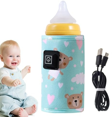 Calentador de Biberón Portátil USB, 3 Temp Ajustable De Leche USB, Calentador De Botella De Leche Materna, Calefacción Rápida Y Recargable para Viajes, Mango De Calentador De Botella