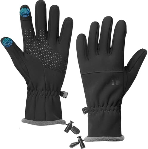 Monimo Guanti invernali da donna e da uomo, impermeabili, con touch screen, per guida, corsa, allenamento, escursionismo, sport, Nero , M