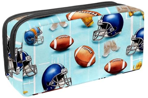 VAPOKF Federmäppchen, Federmäppchen, Schüler-Schreibwaren-Tasche mit Reißverschluss, für Jungen und Mädchen, Schul- und Bürobedarf, American Football-Helme, Handschuhe
