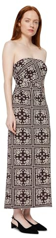 Amazon Essentials Maxi abito senza spalline in jersey opaco slim Donna, Motivo Bandana Marrone Scuro, XL