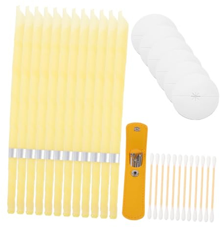 Healeved 2sets Candele per Orecchie per Rimozione Cerume Dischi Protettivi Materiale Solido Naturale Design Forma di Corno per Comfort e Relax per Uso Domestico e Professionale