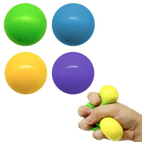 YOFDAL 4 Pièces Anti Stress Enfant Balles Changeant de Couleur, pour Enfants et Adultes Cadeaux d'anniversaire,Autisme Accessoires(Bleu + Violet + Vert + Jaune)