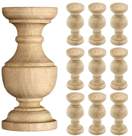 BESPORTBLE Wood Spindles Beech 6.00X2.70X2.70cm 10pcs | Unfinished Surface, Suitable for Wine Cabinets and Bed Frames, 10pcs, Diy Woodworking Use