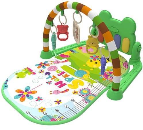 Tapete de Juegos|Centro de Actividades para bebés con música y luz Tapete de Juegos para Gimnasio para bebés fácil y Seguro con Colgante de sonajero Tablero Ajustable extraíble para recién naci