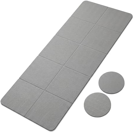 Alfombrilla de yoga multifuncional de TPE 183 x 61 cm, 5 mm + 2 rodilleras de 18 x 18 cm, antideslizante, resistente al desgaste, protección de rodillas, codos y muñecas, ideal para pilates, gimnasia