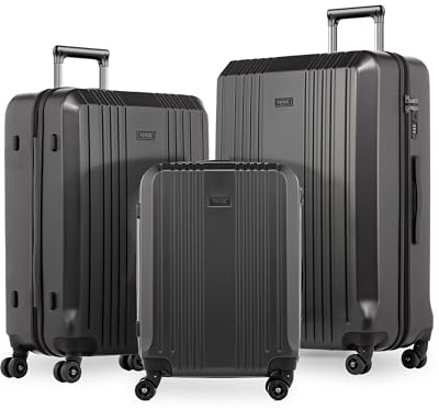 FERGÉ Set 3 valises Rigide léger Serrure TSA Cannes | Lot de 3 - Trolley Voyage | Ensemble de Bagages Gris