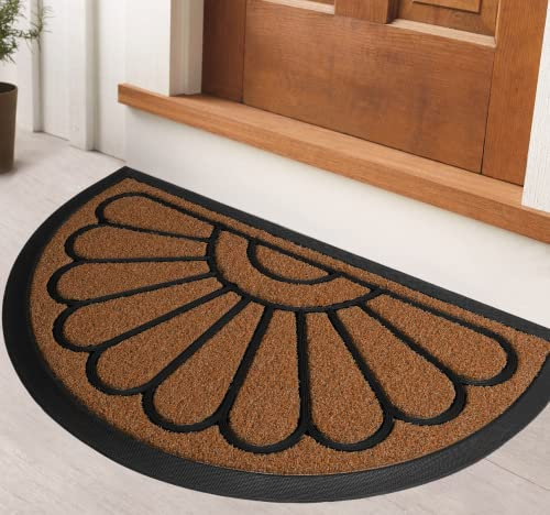 ubdyo Extra Durable Door Mat - Dirt Trapping Outdoor Welcome Mats - Non-Slip Outdoor Indoor Entrance - Low Profile Front Doormat (29 x 17, Bright Brown)