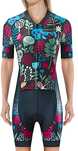 weimostar Triathlon-Anzüge für Damen, Fahrradtrikot, gepolstert, einteiliger Tri-Anzug, Sonnen, Schwimmen, Jp8111-1, 42