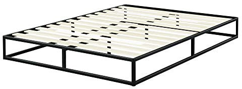 Olee Sleep 22cm Modernes Metall-Plattform-Bettgestell / Bett Mit Holzlatten / Matratzenrahmen / Kein Boxspring Erforderlich / 140 x 200cm / Full / Schwarz