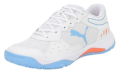 PUMA Unisex Adults' Sport Shoes SOLARSMASH RCT Tennis Shoes, PUMA WHITE-PUMA BLACK-TEAM LIGHT BLUE, 42