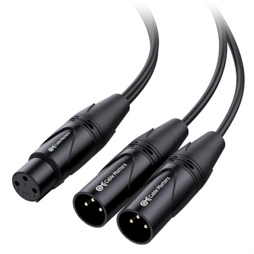 Cable Matters 2-Pack Balanced XLR Splitter Cable 45cm, F to 2 Male | 3-Pin XLR Y Cable, Microphone Patch Y Cord, Oxygen-Free Copper, Braided Jacket