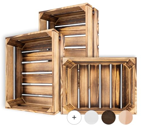 Creative Deco Holzkiste Vintage | 40x30x15 cm | Kiste Holz Geflammt | Obstkiste Deko Weinkisten Apfelkiste | Perfekt als Holzbox Geschenkbox Spielzeugkiste Aufbewahrungskiste Osterdeko