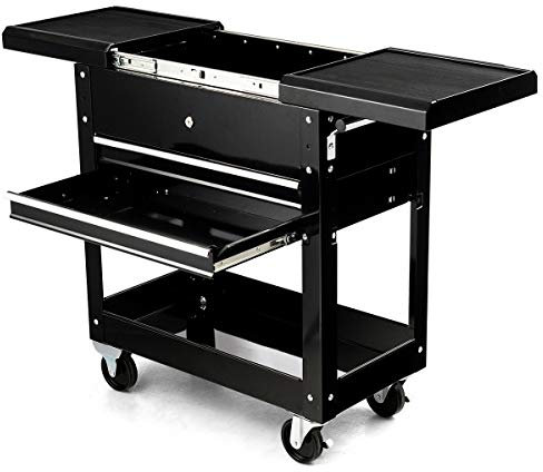 GiantexUK Rolling Tool Cart, Lockable Utility Tool Storage Chest with Wheels, Drawers and Side Handle, Heavy-duty Tools Trolley Cart for Garage Workshop DIY Repair Shop, Load Capacity 220KG