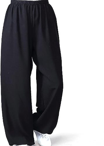 GImLy Taiji Hose Unisex Kampfkunst Kung Fu Qigong Shaolin Weite Beine Knickerbocker Aus Baumwolle Und Leinen Kampfsport Training Hose Daily Wear for Yoga and Pilates,010,XL