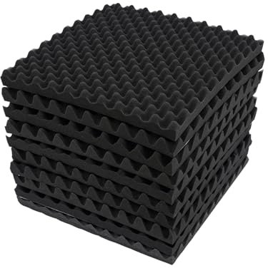 10 paneles acústicos engrosados de espuma acústica absorbente de sonido, autoadhesivos, 3D de alta densidad para decoración de juegos, podcasts, estudio de grabación, 50 x 50 x 5 cm, color negro