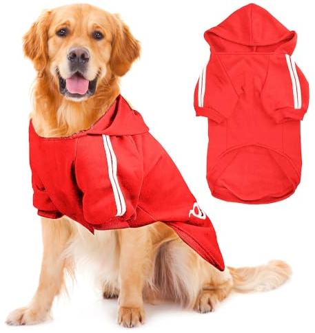 Voarge Cappotto caldo con cappuccio per cani, Abbigliamento invernale per cani di taglia grande, Felpa con cappuccio per cani con design a bottoni, Maglione per cani per cani di taglia grande, Cappot