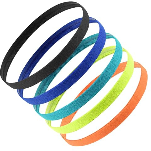 5 Stück Sport-Stirnband für Jungen, elastische Sport-Haarbänder, rutschfest, dünne Fußball-Stirnbänder, Laufhaarbänder, Schweißbänder für Kinder, Frauen, Mädchen