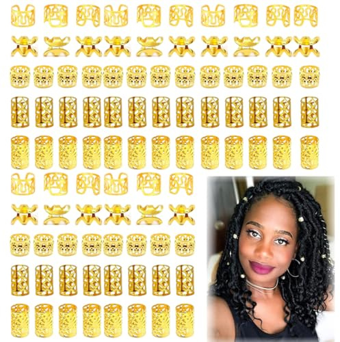 SULIUDAJI 100 Pezzi Dreadlocks Accessori Per Capelli Dorati Per Trecce Gioielli Loc Per Capelli Clip Per Polsini Per Accessori Dreadlock Clip Per Capelli Per Dreadlocks Per Uomini Donne Ragazze E Raga