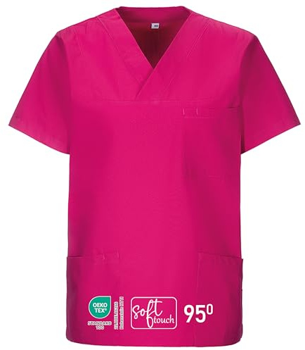 EXNER Medizinischer Schlupf-Kasack, OP-Kasack, Unisex, für Krankenpflege, Altenpflege, Farbe Berry, Größe 7XL