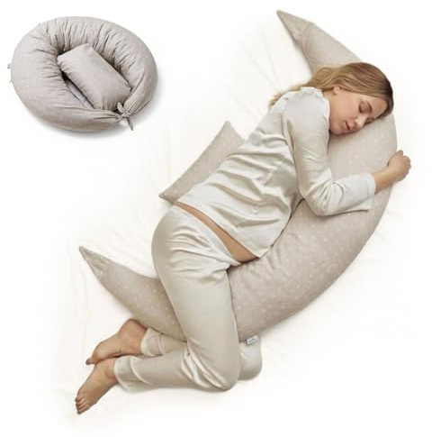 Nuvita 7200 DreamWizard Memory 3D – Cuscino Gravidanza e Allattamento Ergonomico, 3D Mesh Traspirante, Certificazione OEKO-TEX, Fodera Sfoderabile e Lavabile - Beige