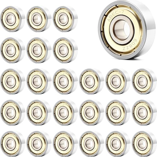 Jyvex 24 st 608 kullager, 608ZZ kullager, 8 x 22 x 7 mm, metall, dubbelskärmad miniatyrspårkullager, lager för skateboard, inline-skridskor, rullskridskor