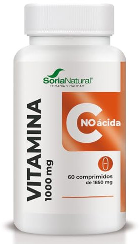 Soria Natural Vitamina C No Ácida- MÁXIMA ABSORCIÓN - Antioxidante natural, Ayuda al Sistema Inmunitario - Sin Impacto Ácido en el Estómago - 60 comprimidos