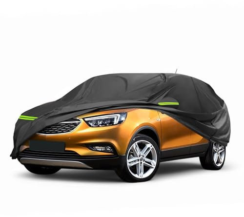 A ABSOPRO Copertura Auto per Opel Mokka I 2012-2019 210D-PU Copertura Auto Esterna Completa Antivento Protezione Solare Neve con Cerniera Porta Conducente Nero