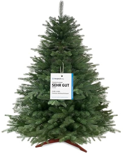 Sapin de Noël Artificiel 90 cm 100% PE - Gagnant du Test - Branches moulées réalistes, fourni avec Support en Bois et Sac de Rangement – Pure Living